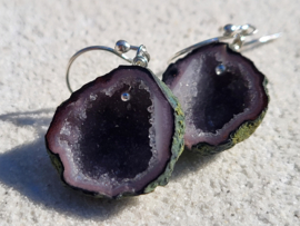 mini agaat geode oorbellen