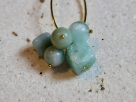 Gouden ketting met amazoniet en groene angeliet