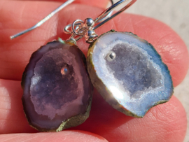 mini agaat geode oorbellen