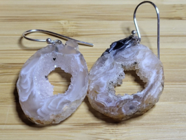 agaat geode oorhangers