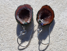 mini agaat geode oorbellen