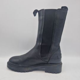 Shabbies halfhoge chelsea boots Tirza. Maat 37, Zwart/leer.