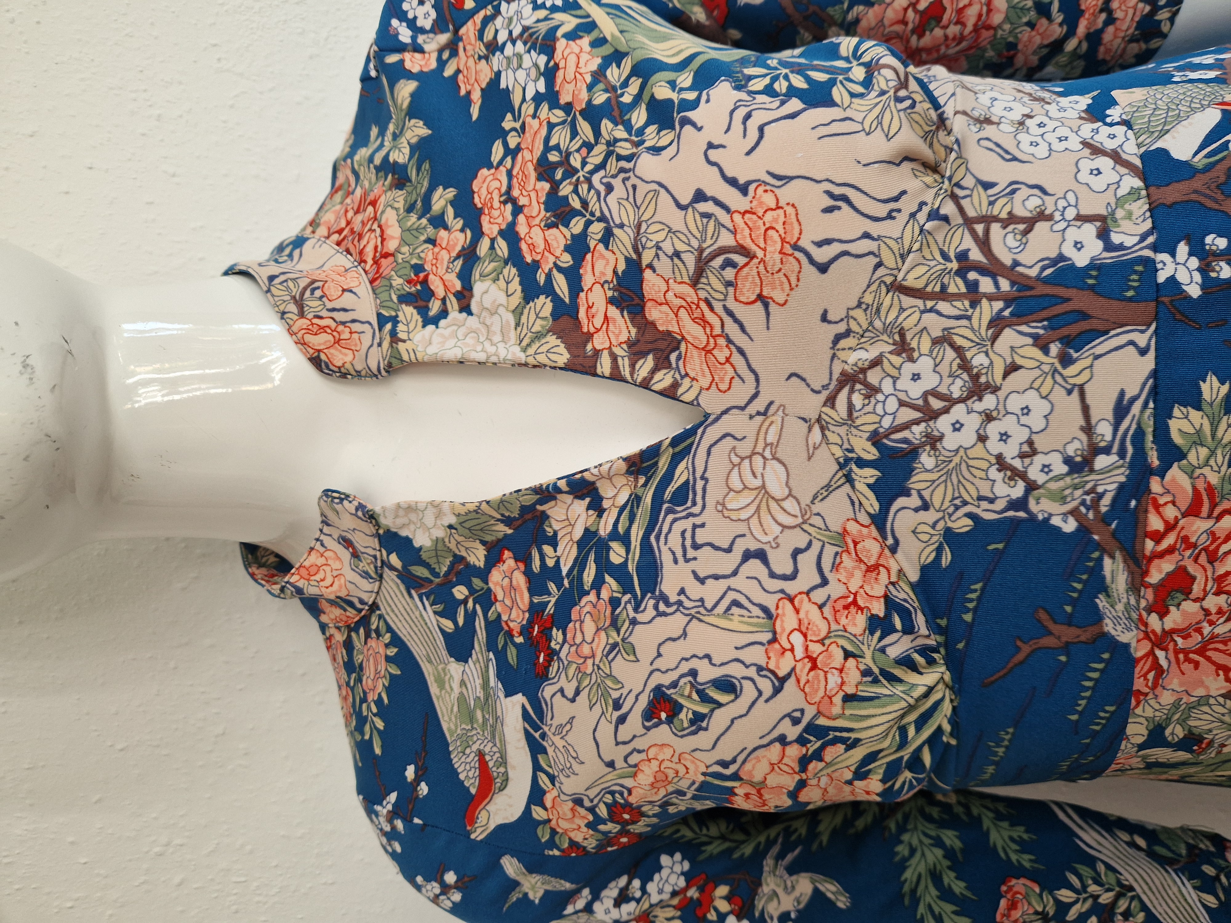 King Louie jurk. Maat L. Petrol/Japanse print.