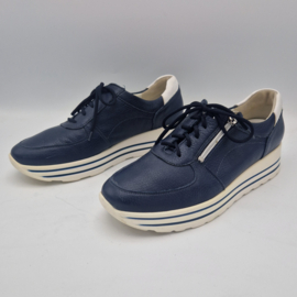 Waldläufer schoenen. Maat 7,5, Blauw/leer.