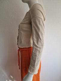 High denim jasje. Maat 36,Crème.