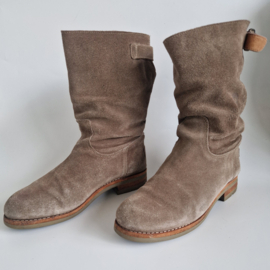 Shabbies Amsterdam suède laarsjes  | Maat 40 | taupebruin |