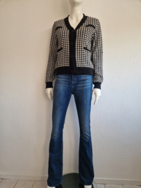 Les Copines vest. Maat M. Zwart/wit/pied de pouleprint.