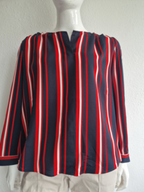 Heine blouse top. Maat 46. Rood, blauw, gestreept.