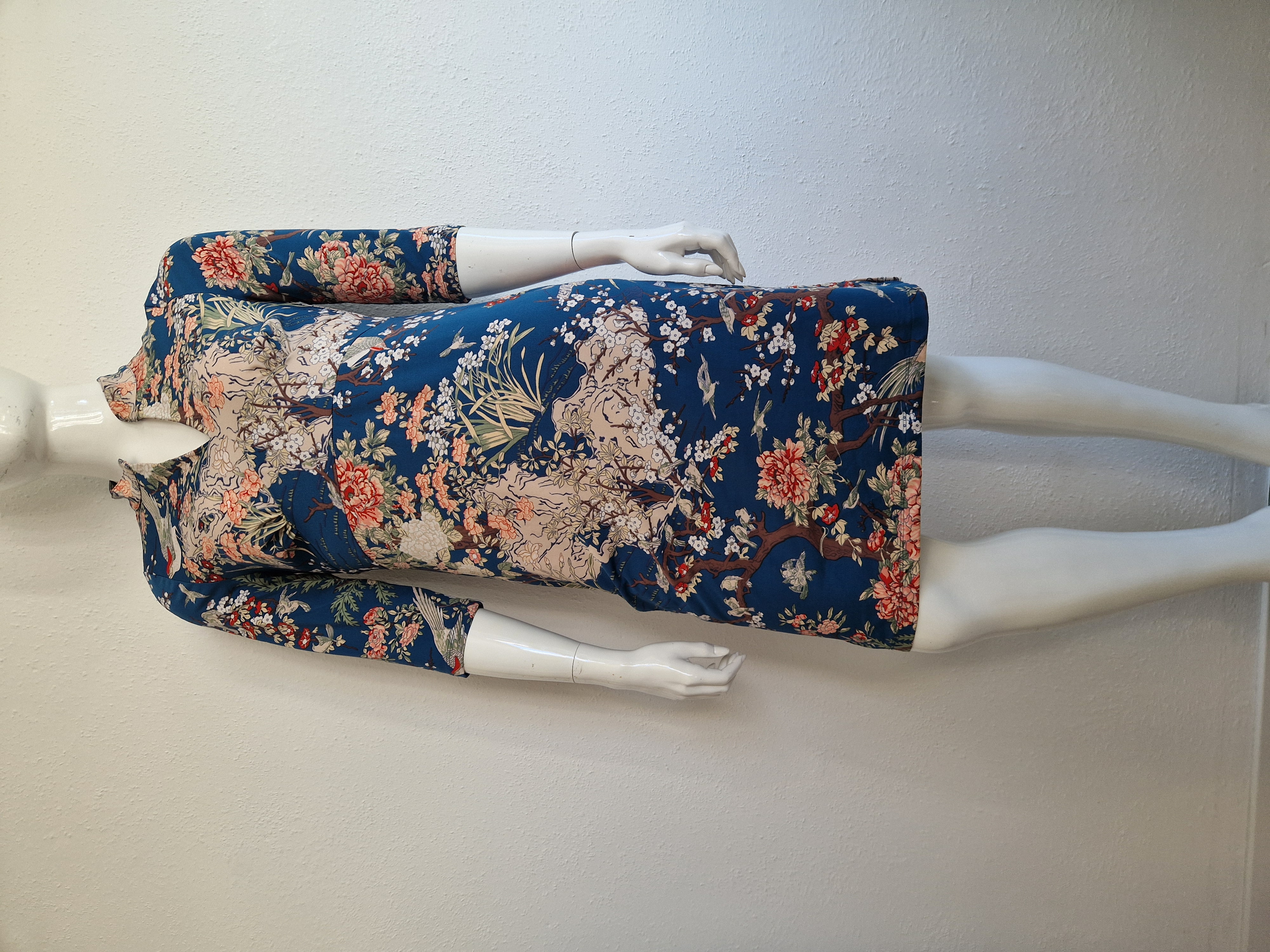 King Louie jurk. Maat L. Petrol/Japanse print.