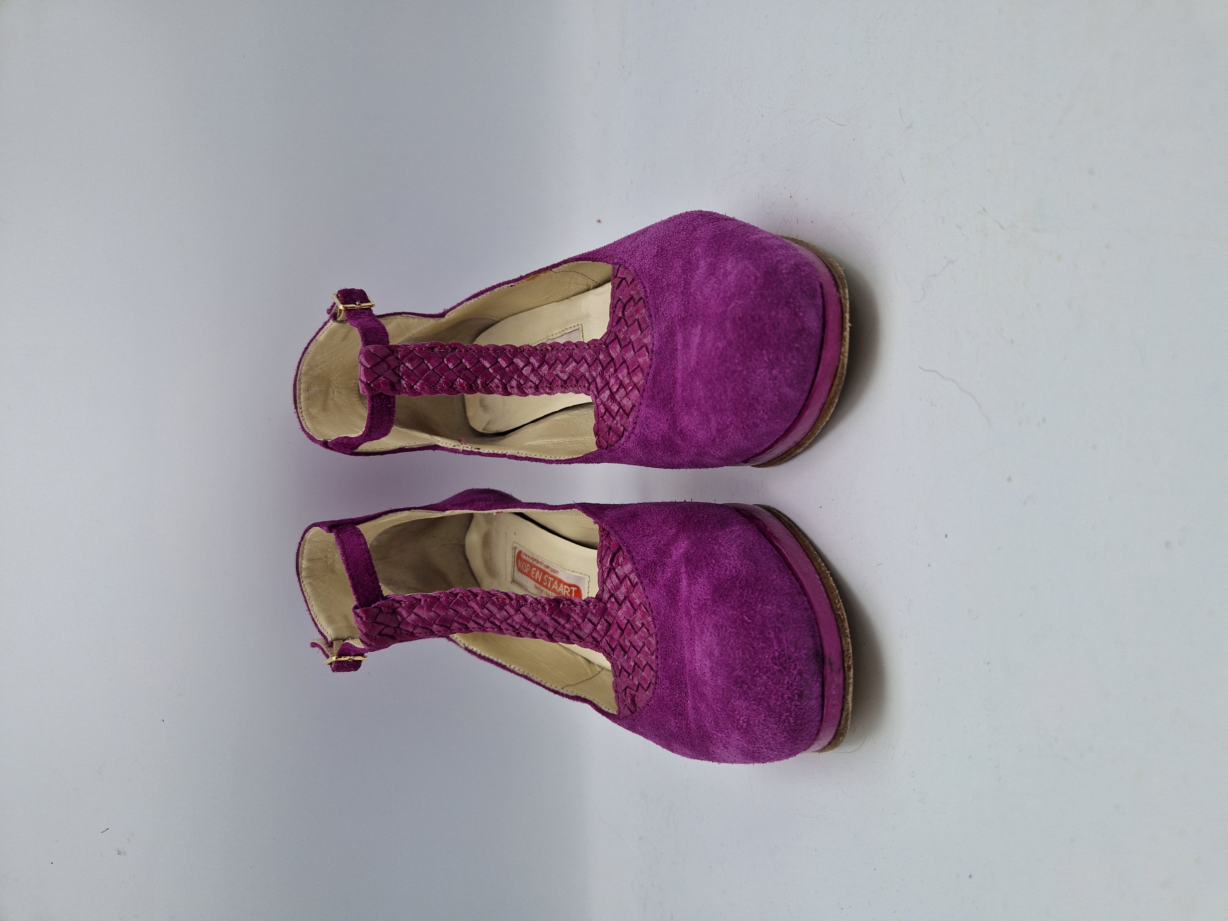 Kop en Staart pumps. Maat 39, Fuchsia/leer.