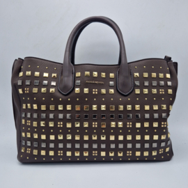 Roccobarocco handtas. Bruin/studs/imitatieleer.