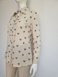 Smashed Lemon blouse. Maat 40. Beige/Franse bulldogprint.