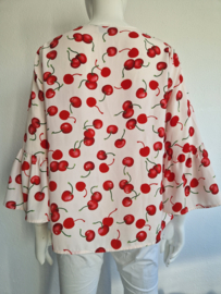 Essentiel Antwerp top. Maat 40. Zachtroze/kersenprint.