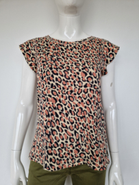 Summum top. Maat M. Crème/roze/print.