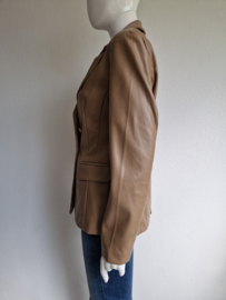 Via Fillungo double breasted blazer. Maat 42, Karamel/imitatieleer.