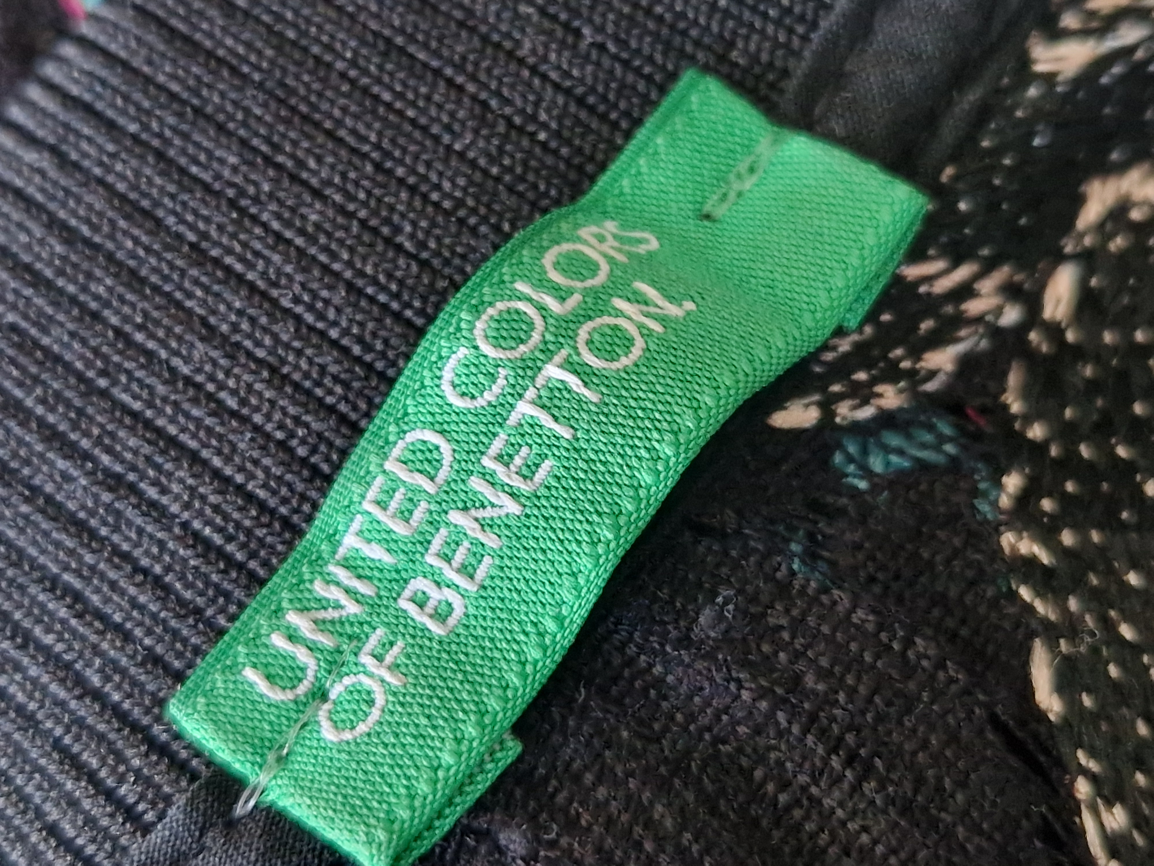 Benetton bomber jasje. Maat S. Zwart/kant/bloemen