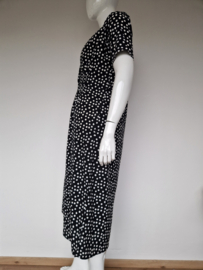 Geisha doorknoopjurk. Maat 40, Zwart/wit/stippenprint