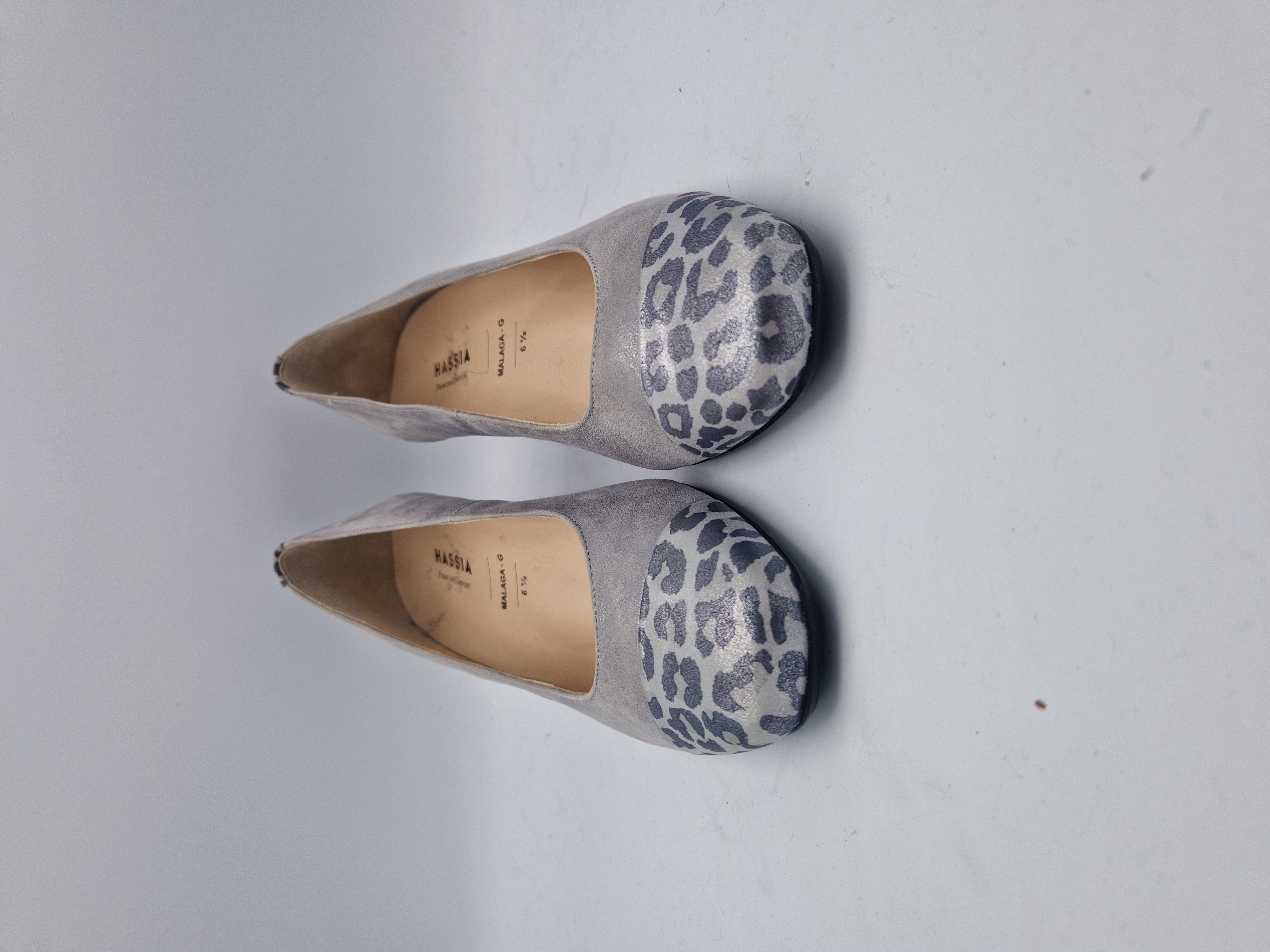 Hassia pumps Malaga. Maat 6,5, Zilver/ dierenprint/leer.