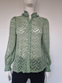 Frnch blouse. Maat M. Mintgroen/borduursels.