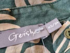 Geisha blouse. Maat XS. Groen/bladerenprint.