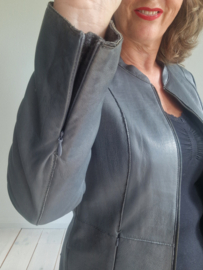 Milestone leren jas. Maat 40, Grijs/lamsnappa