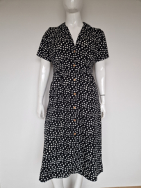 Geisha doorknoopjurk. Maat 40, Zwart/wit/stippenprint