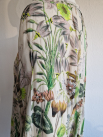 Geisha blouse top. Maat M, Crème/print.