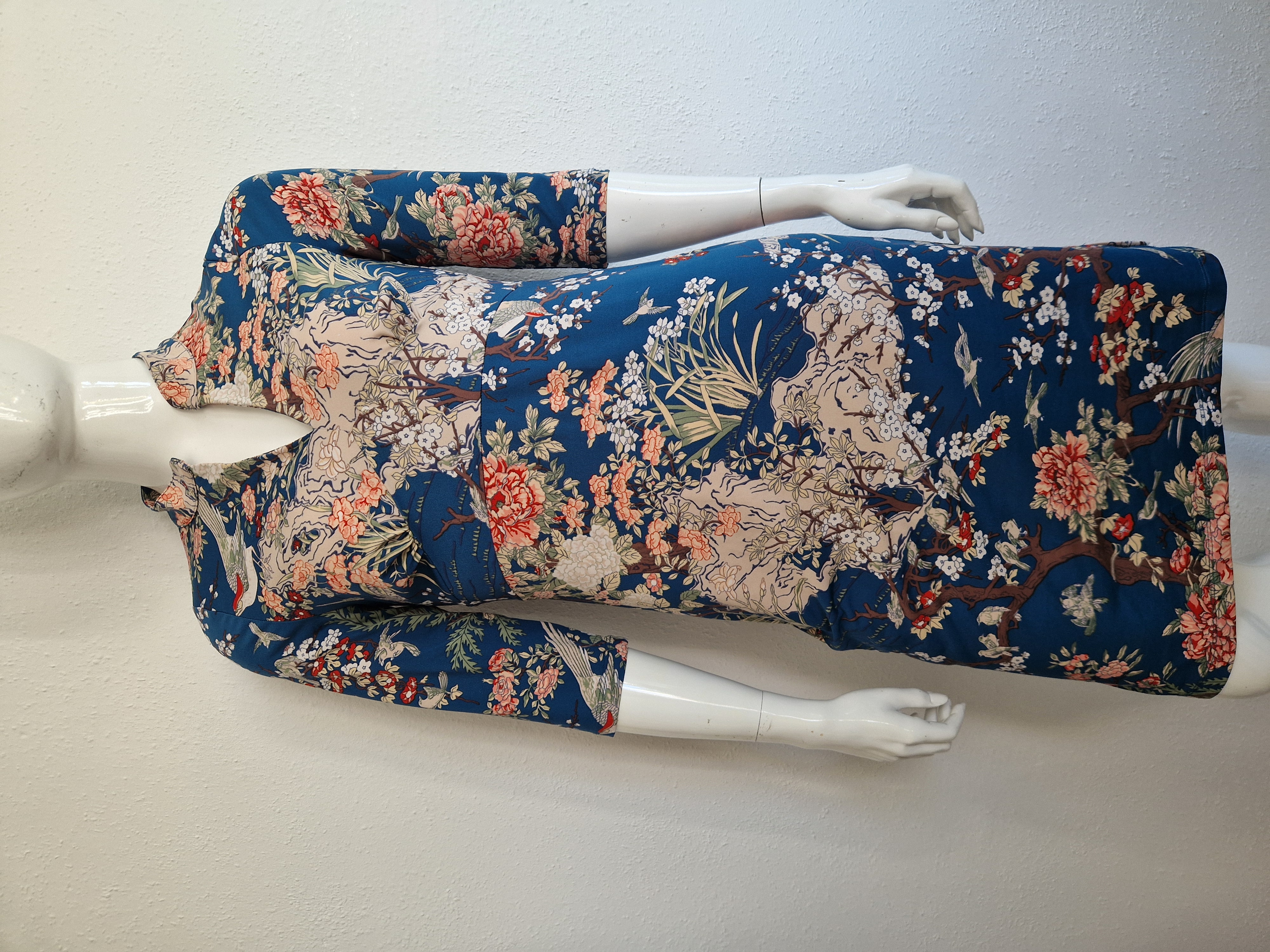King Louie jurk. Maat L. Petrol/Japanse print.