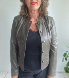 On Stage leren jas. Maat 38, Olijfgroen