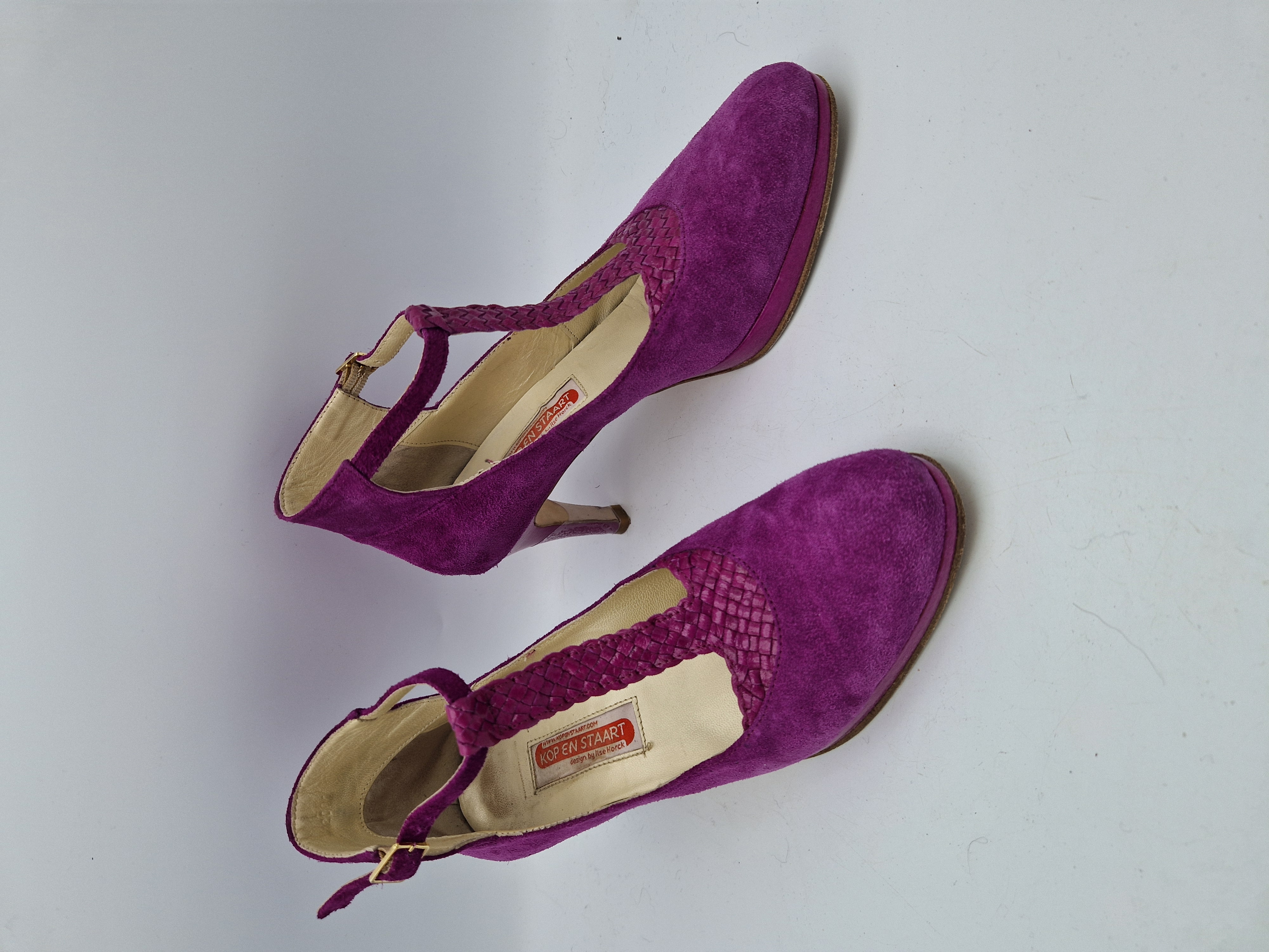 Kop en Staart pumps. Maat 39, Fuchsia/leer.