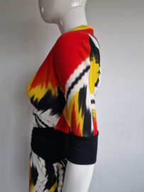 Marc Cain jurk. Maat 2, Rood/geel/zwart.