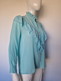 Boutique Moschino ruffle blouse. Maat 36, Aqua.