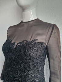Peter Rommers couture jurk. Maat 36, Zwart/Italiaans kant.