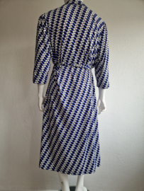 Norah midi jurk. Maat 46, Blauw/wit/print.
