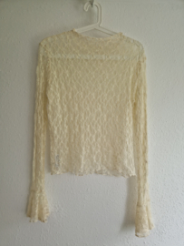 Jusdepom kanten top met flare mouwen. Maat M/L. Crème