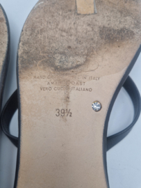 Cenedella slippers. Maat 39,5, Zwart/leer.