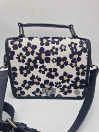 Riani crossbody tas. Leer/textiel/bloemenprint.