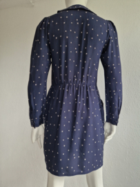 Sessun jurk Esther. Maat M. Donkerblauw/zijde.
