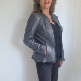 Milestone leren jas. Maat 40, Grijs/lamsnappa