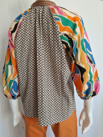 Geisha blouse top. Maat 36, Multi color.