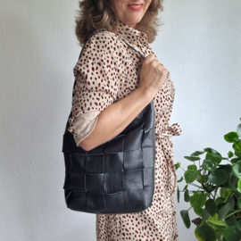 Dimoni leren schoudertas | Zwart | Leer |