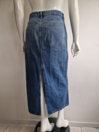 Massimo Dutti lange denim rok met split. Maat 42,