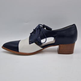 Pertini veterschoenen. Maat 39,5, Blauw/wit/leer.