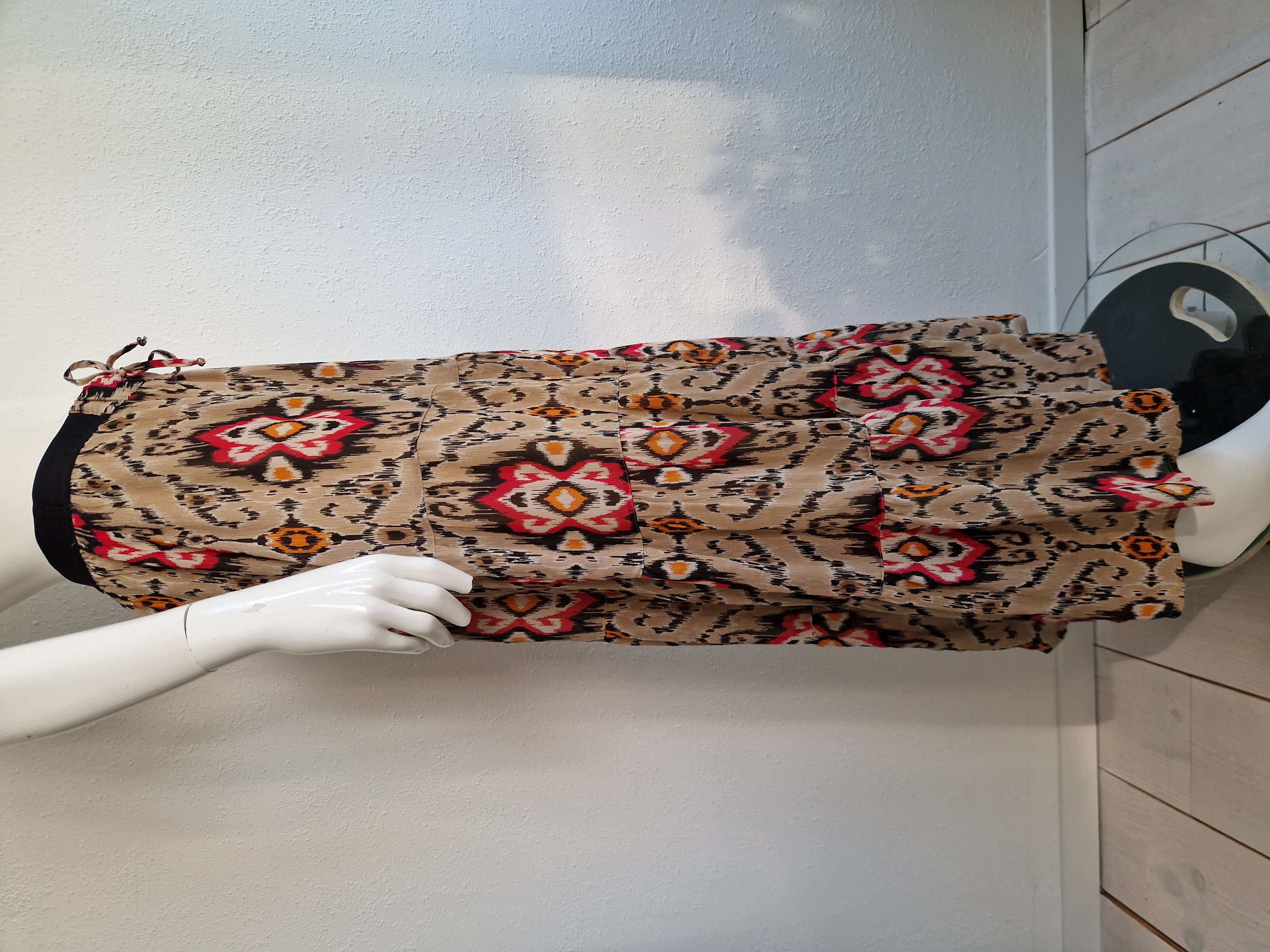 Summum maxi strokenrok. Maat 36, Roze/beige.