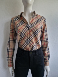 Burberry blouse. Maat L. Beige/ruit.