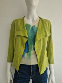 Marc Cain vest/jasje. Maat 2 Limegroen/leer.