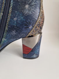 Laura Vita enkellaarsjes |Maat 42 | Blauw/bloemendessin |