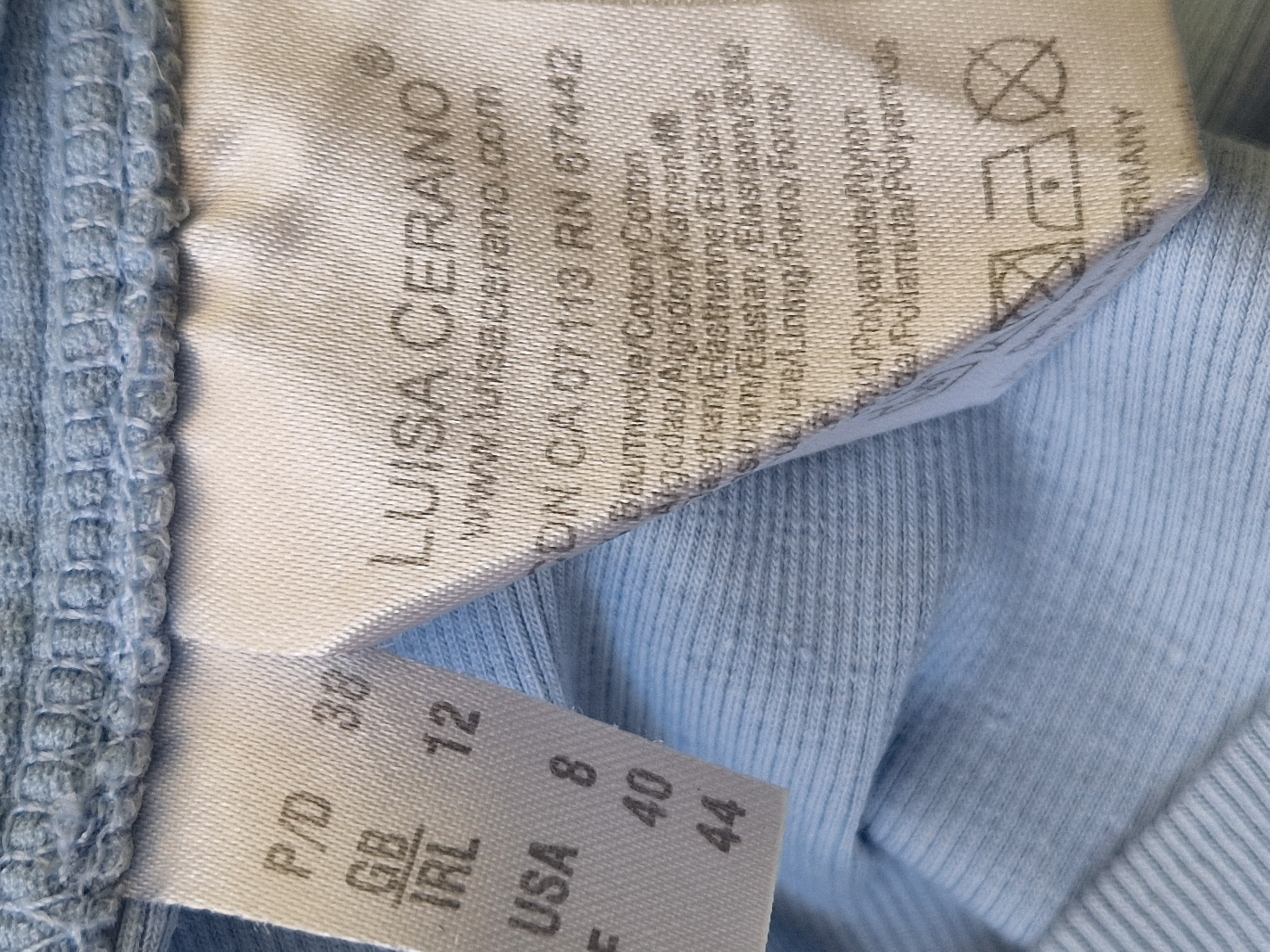 Luisa Cerano top. Maat 38, Lichtblauw/print.