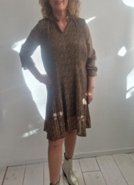 Minus Rikka V-neck dress. Maat 40, Groen/roze.