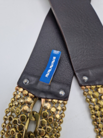 Olijfkleurige leren  heupriem van Nanni.